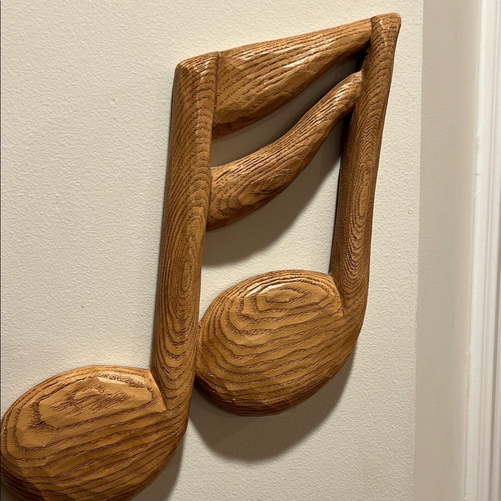 Faux Wood Musical Note Wall Art - Natural Oak Tone